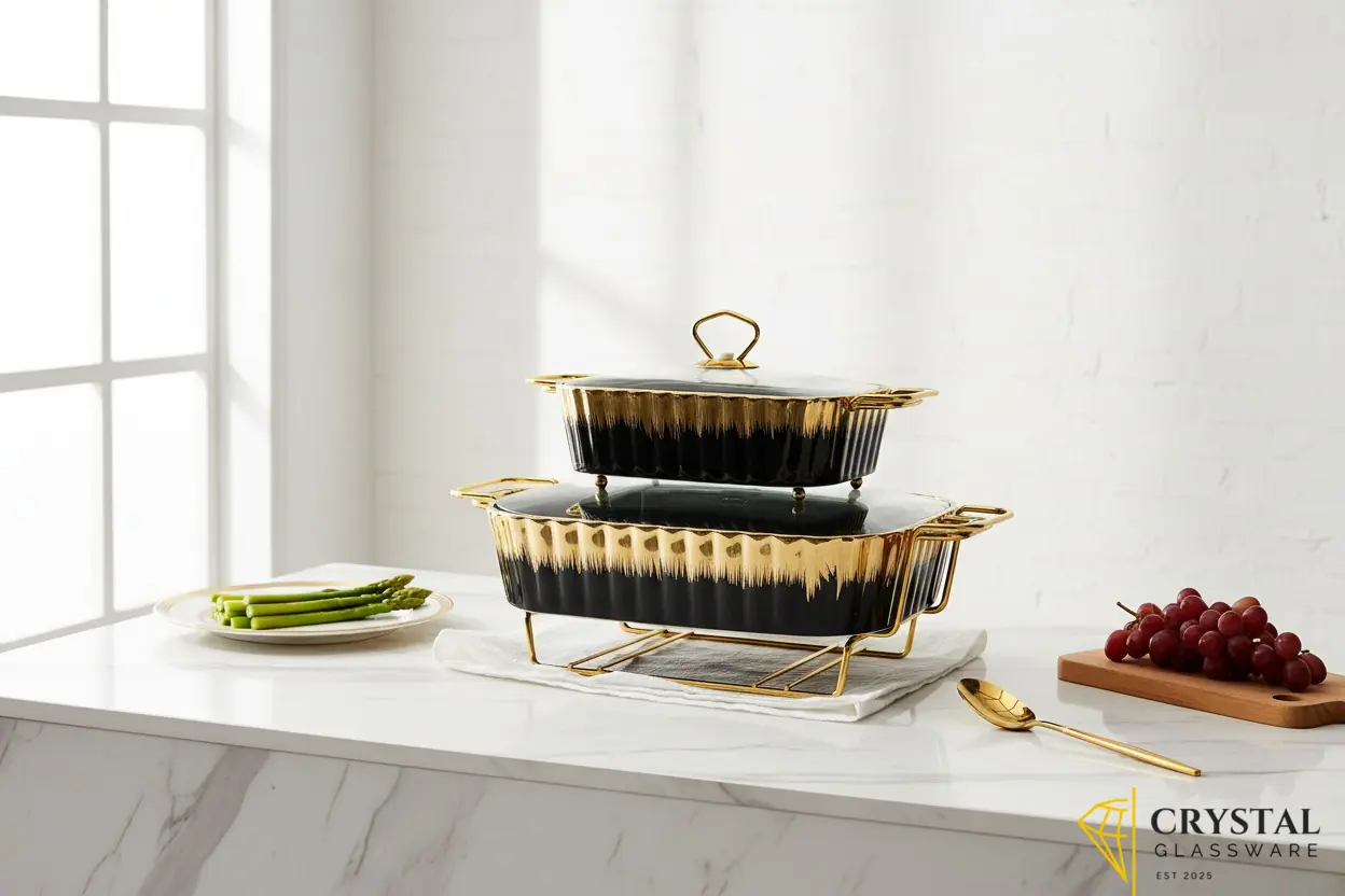 Fancy buffet sets with golden burner stands 